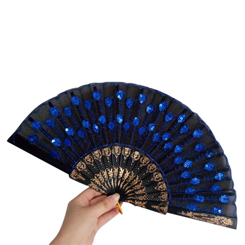 Craft Fans Spanish Lace Silk Folding Hand Held Dance Fan Flower Pattern for Party Wedding Home Practical #0509: E
