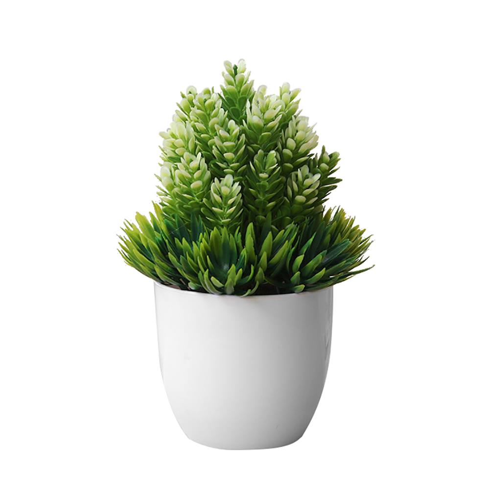 Mode Kunstmatige Kleine Boom Potplanten Nep Bonsai Planten Tafel Simulatie Decor Ornamenten Voor Home Office Hotel Huis Tuin: White  Green