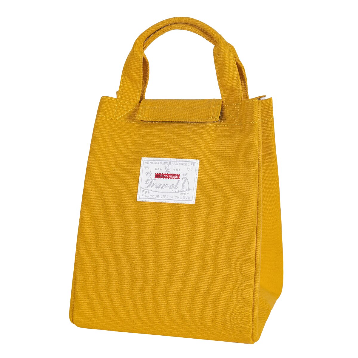 Alla moda della Tela di Canapa Pranzo Borsa Per Adulti Bambini Scatola di Pranzo Portatile Borse Pic-nic Da Viaggio di Scuola Addensato Grande pacchetto di Isolamento Tote: YELLOW