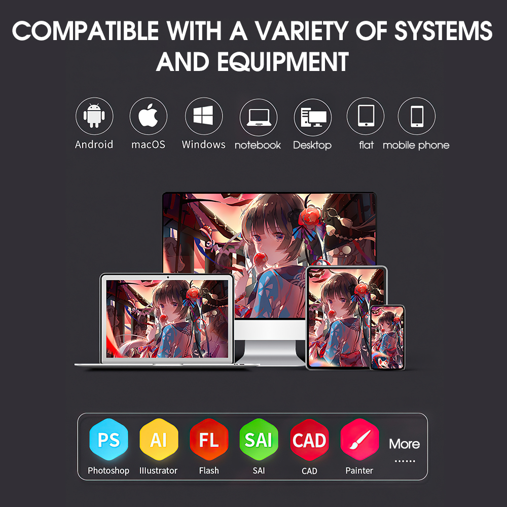 Graphics Tablet Digital Drawing Tablet for OSU &amp; Animation 8192 Levels Pressure Battery-Free Pen for Art Education Online Class