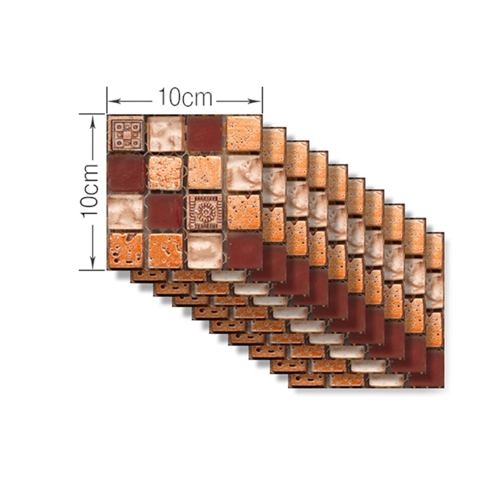 PVC Anti-collision Tile Stickers 10pcs/set DIY Waterproof Floor Decor Decal Mosaic Thickened Wall Tile Stickers: A