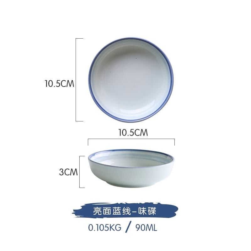 Japanese Ceramic Tableware Rice Bowl Soup Dish Fish Seasoning: Blue dip bowl