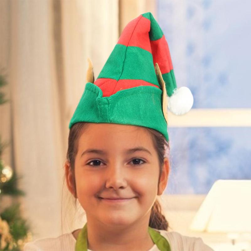 Orejas de elfo de Navidad dibujos animados creativos rojo verde rayas sombrero Festival Año Decoración Accesorios