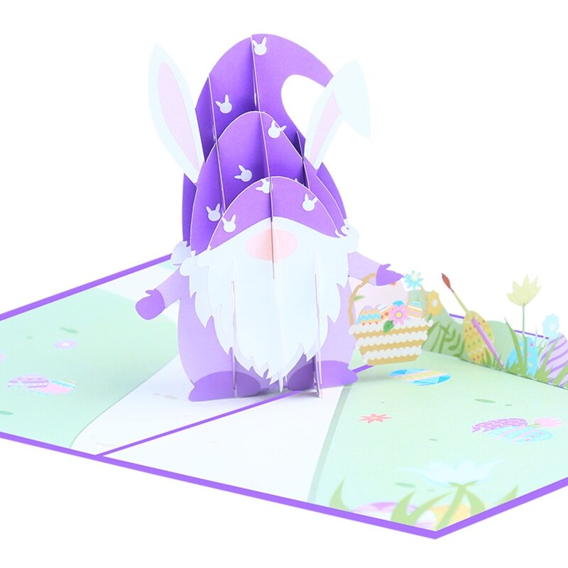 3D Pop Up Cards Easter Day Bunny Gnome Greeting Cards for Girls Boys Kids Wife Postcards with Envelope for Spring