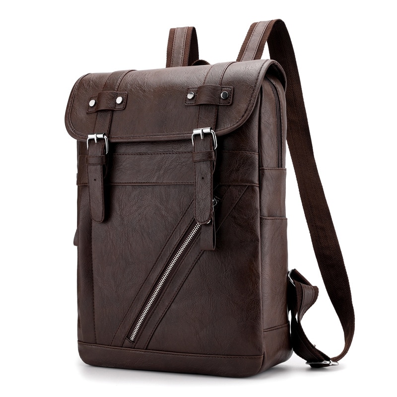 Beste heren zakelijke rugzak reistas waterdichte slanke laptop rugzak schooltas kantoor heren rugzak tas leer: Bruin