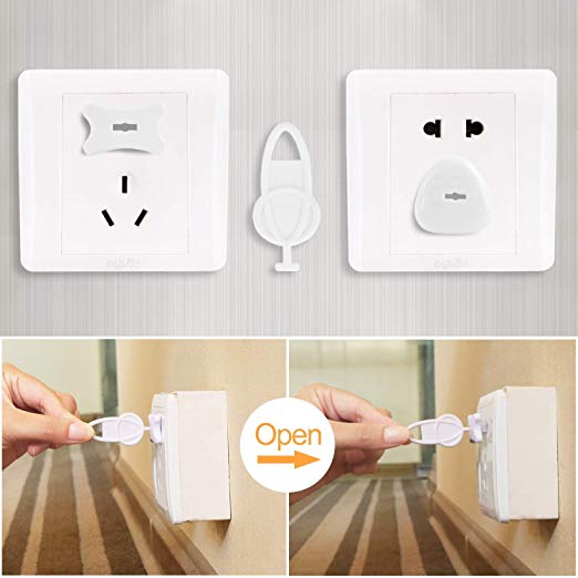 Outlet Plug Covers Child Proof Safety Sturdy Electrical Plugs Protector for Home（15 Three Leg Plug +30 Two Leg Plug + 5 Keys）