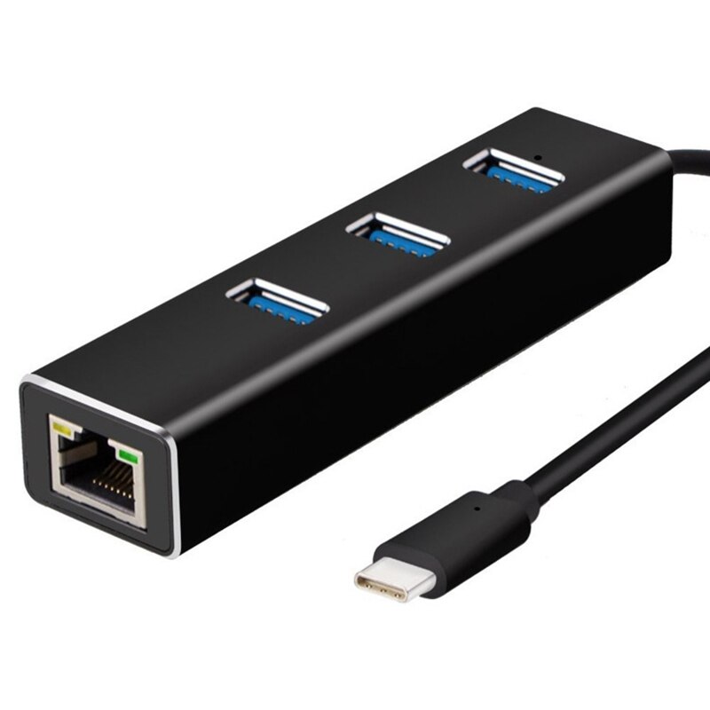 3 Häfen USB-C zu USB 3,0 Hub mit Gigabit Ethernet RJ45 LAN Netzwerk Adapter Hub zu 10/ 100/100 0Mbps verdrahtet USB Netzwerk
