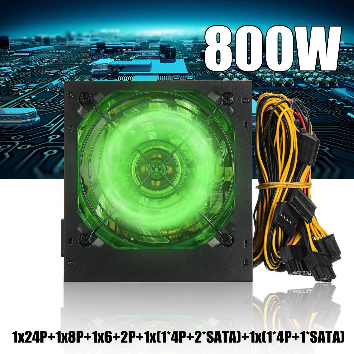 110-220v 800w pc voeding 12cm led stille ventilator met intelligente temperatuurregeling intel amd atx 12v voor desktopcomputer