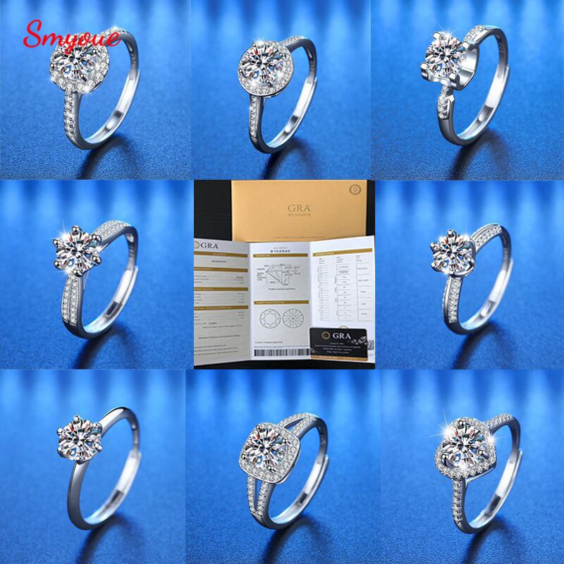 Smyoue D Kleur 1 Carat Moissanite Met Gra Gecertificeerd Solitaire Ring Voor Vrouwen 925 Sterling Silver Love Heart Engagement Sieraden
