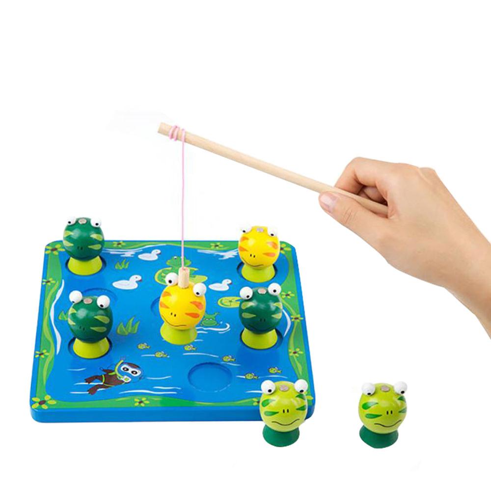 Tune Vissen Speelgoed Training Hand Oog Vereniging 3D Magnetische Vissen Kikker Ouder-kind Interactief Spel Houten Speelgoed Set
