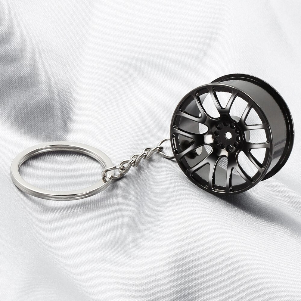 Car keychain Wheel Rim Key Chain for Jeep Grand Cherokee Compass Commander Wrangler Rubicon Patriot Renegade Liberty: Black