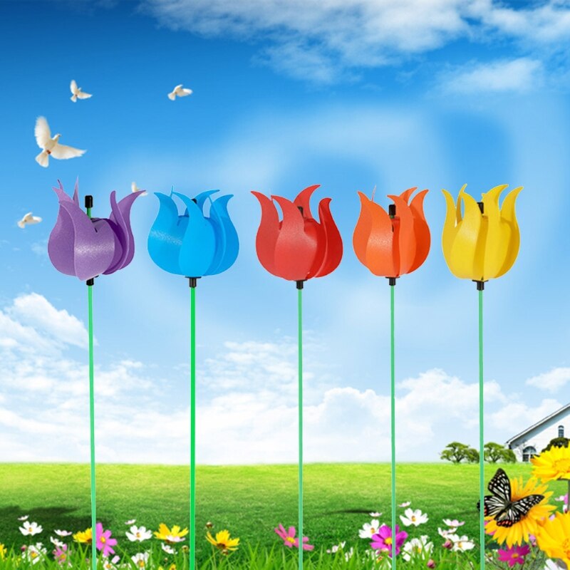 Colorful Flower Wind Spinners Lawn Pinwheels Windmill Party Pinwheel for Garden 57BB