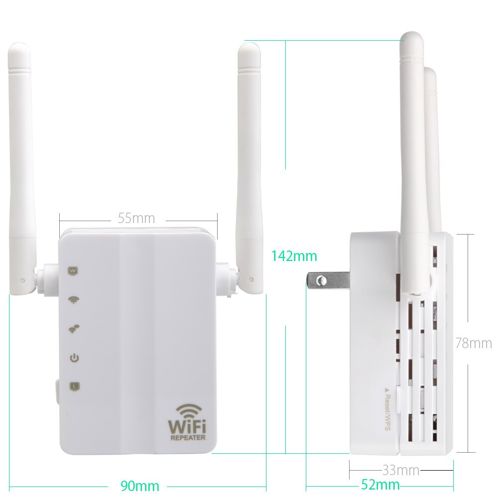 Répéteur WiFi mural sans fil, 300Mbps, amplificateur de Signal, extension de portée, pour routeur, avec Interface à Double antenne