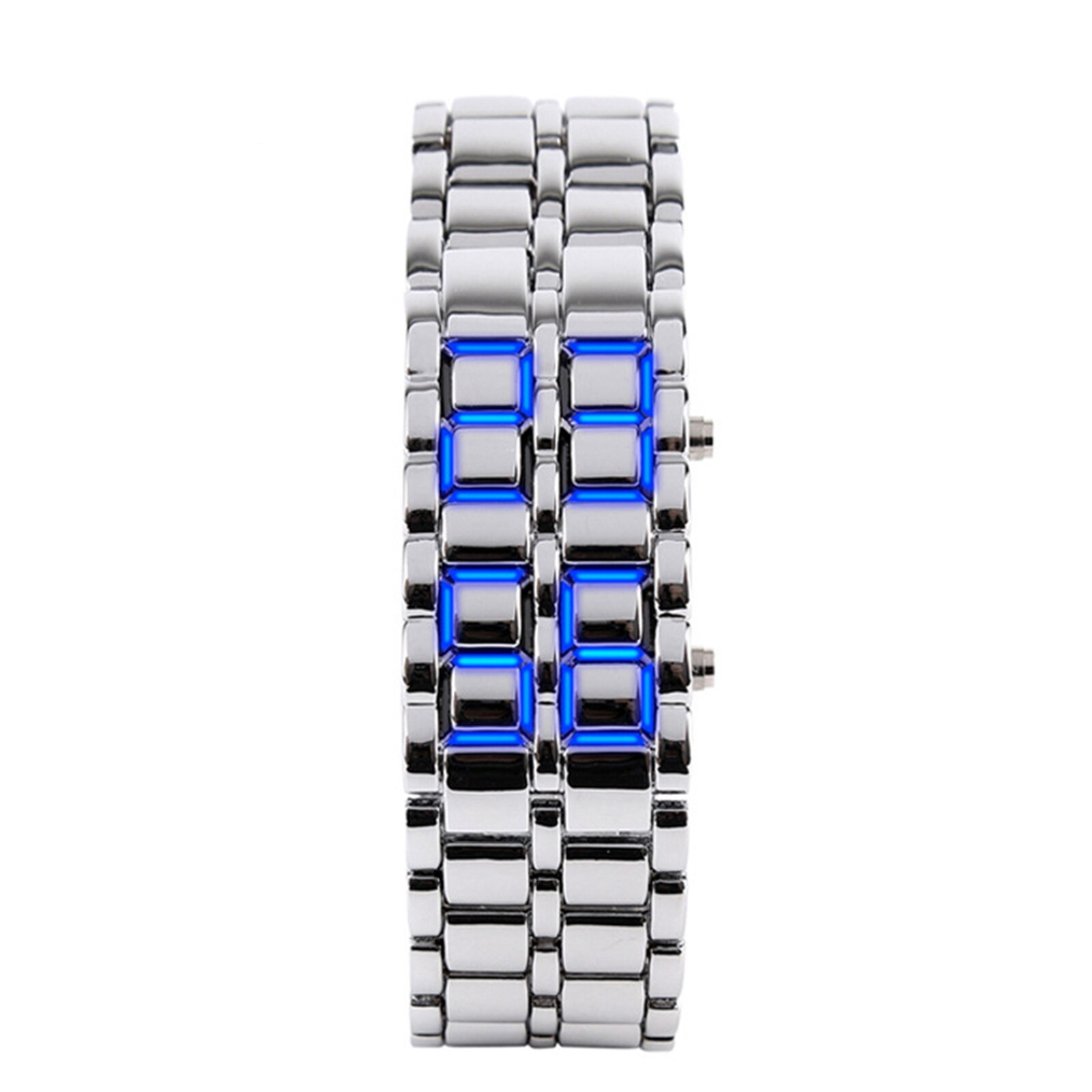 Binary-pulsera Digital LED para parejas, reloj a juego, de , FOU99: silver blue