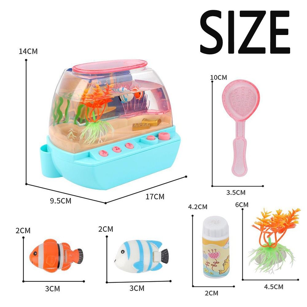 Juguete de acuario Artificial , Mini pecera de simulación encantadora de dibujos animados con música, música eléctrica, juguetes interactivos para acuario