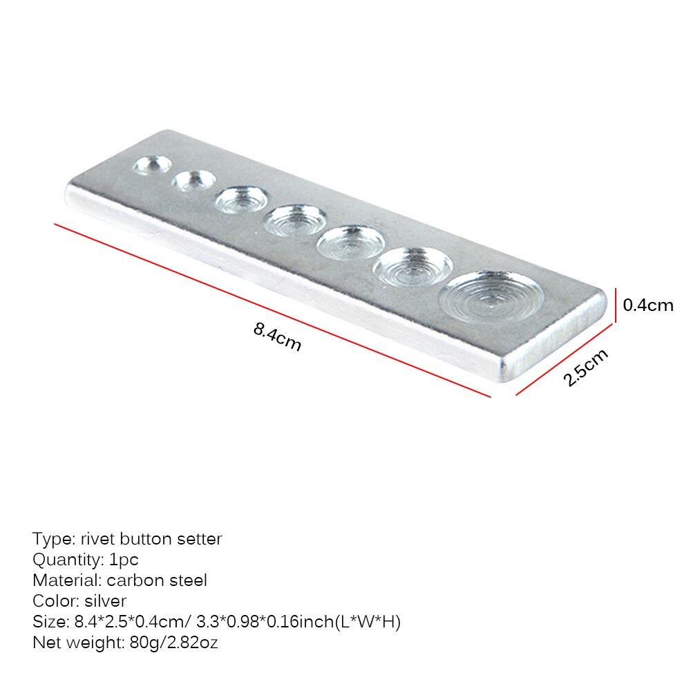 Stainless Steel 7 In 1 Bottom Plate Poppers Snap Button Rivets Setter Punch Die Base Leather Craft DIY Hand Tool