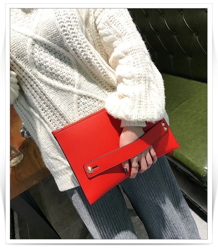 Women Envelope Clutch Bag PU Leather Female Day Clutches Red Women Handbag Wrist clutch purse evening bags bolsas