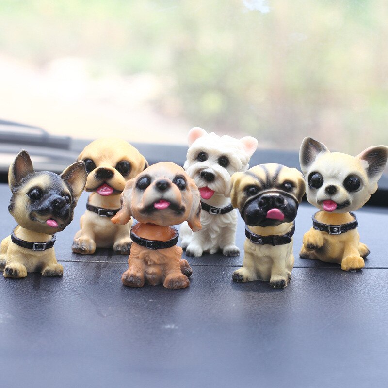 Accessoires de stylisage de voiture | Mignon tête à secouer en résine ornements d'animaux de dessin animé chiens Auto intérieur du tableau de bord de bureau 1 pièce: Default Title