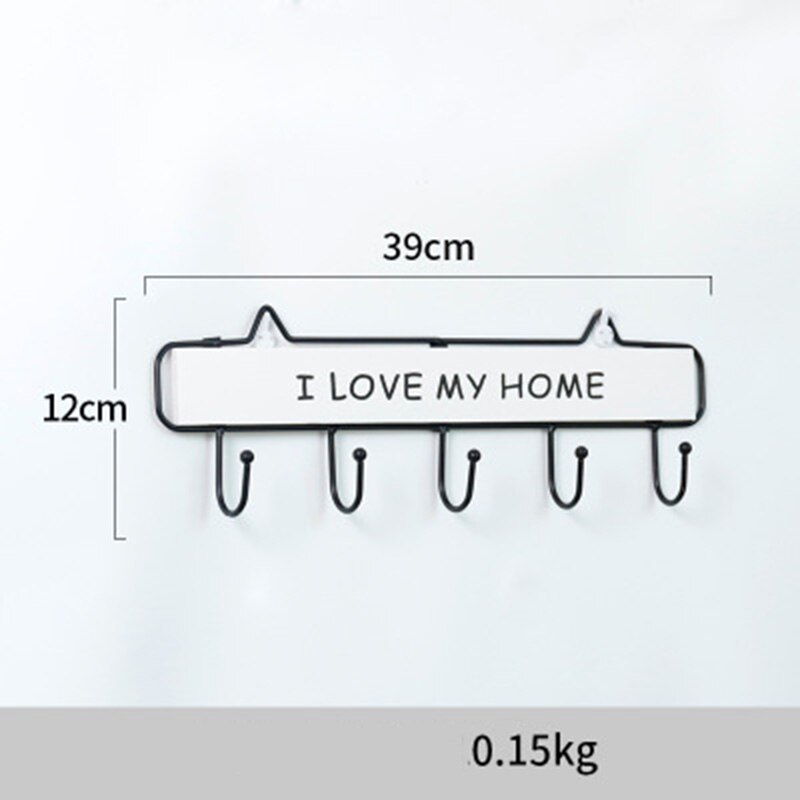CAPTAINIRON Wall Hanging Letter Hooks for Key Holder Wall Decoration Hanger Iron Craft for Home Decor and Kitchen Tools Perchero: White Home-5Hooks