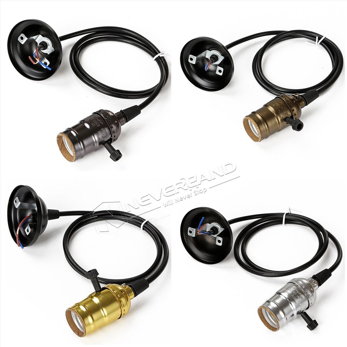 Base de enchufe de rosca para lámpara Base de lámpara Retro, soporte Edison, Bombilla colgante con cable de interruptor, E27 110V/220V