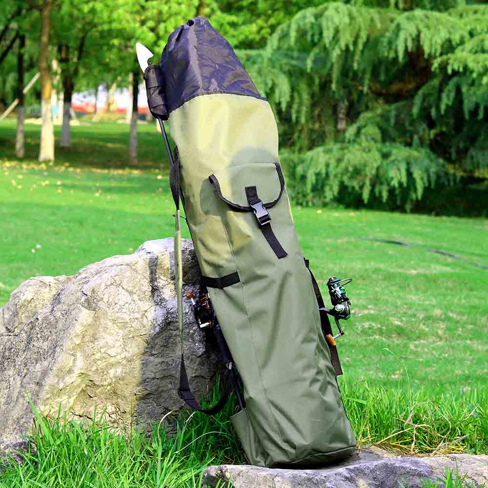 Multifunctional Folding Fishing Rod Bag Portable Lure Carrier Case Pole Storage Backpack Reel Case Fishing Tackle Bag: Green