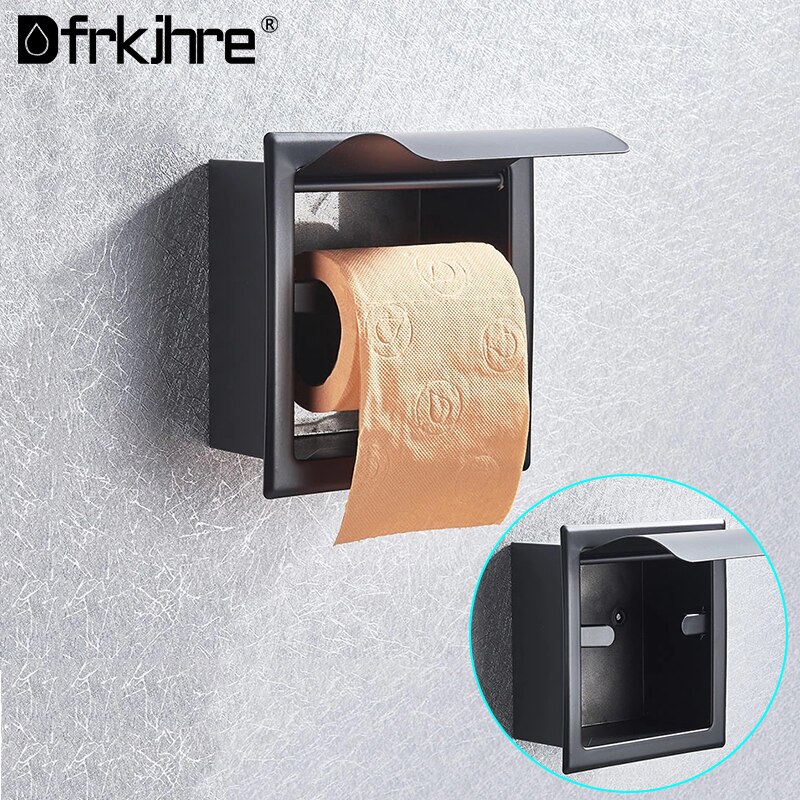 Matte Black Toilet Paper Holder Stainless Steel Wall Mounted Chrome Bathroom Roll Tissue Paper Rack With Cover