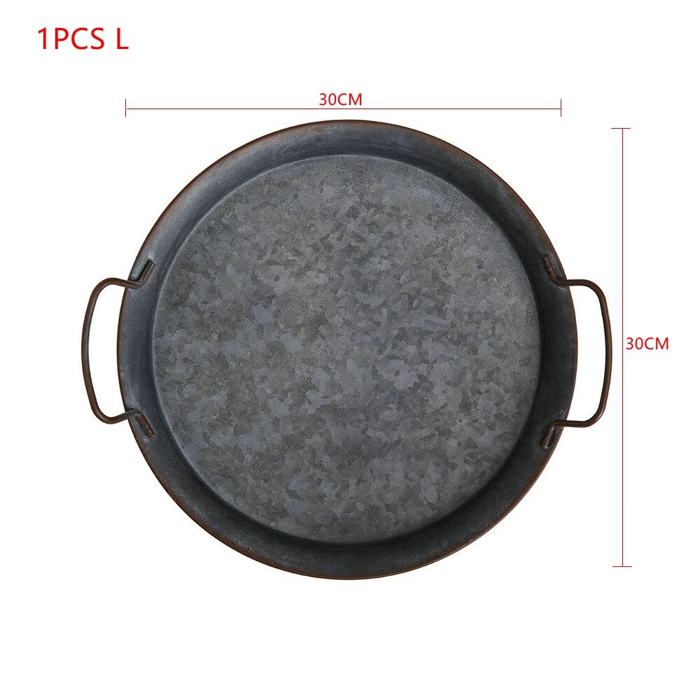 Thuis Retro Metalen Plaat Handgemaakte Ronde Smeedijzeren Vintage Brood Lade: 1PCS L