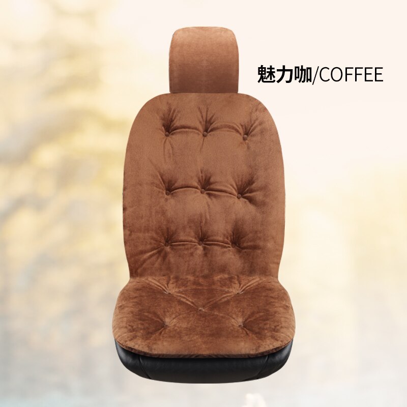 Coussin de siège auto hiver en peluche trois pièces en tissu floqué monolithique épaissi coussin de siège chaud coussin de siège unique pour usage intérieur: Marron grand 1 pcs