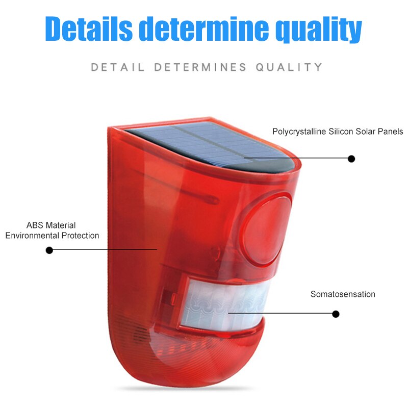 Solar Sound Light Alarm Lights Motion Detector 110db Alarm Waterproof Security Siren Light EM88