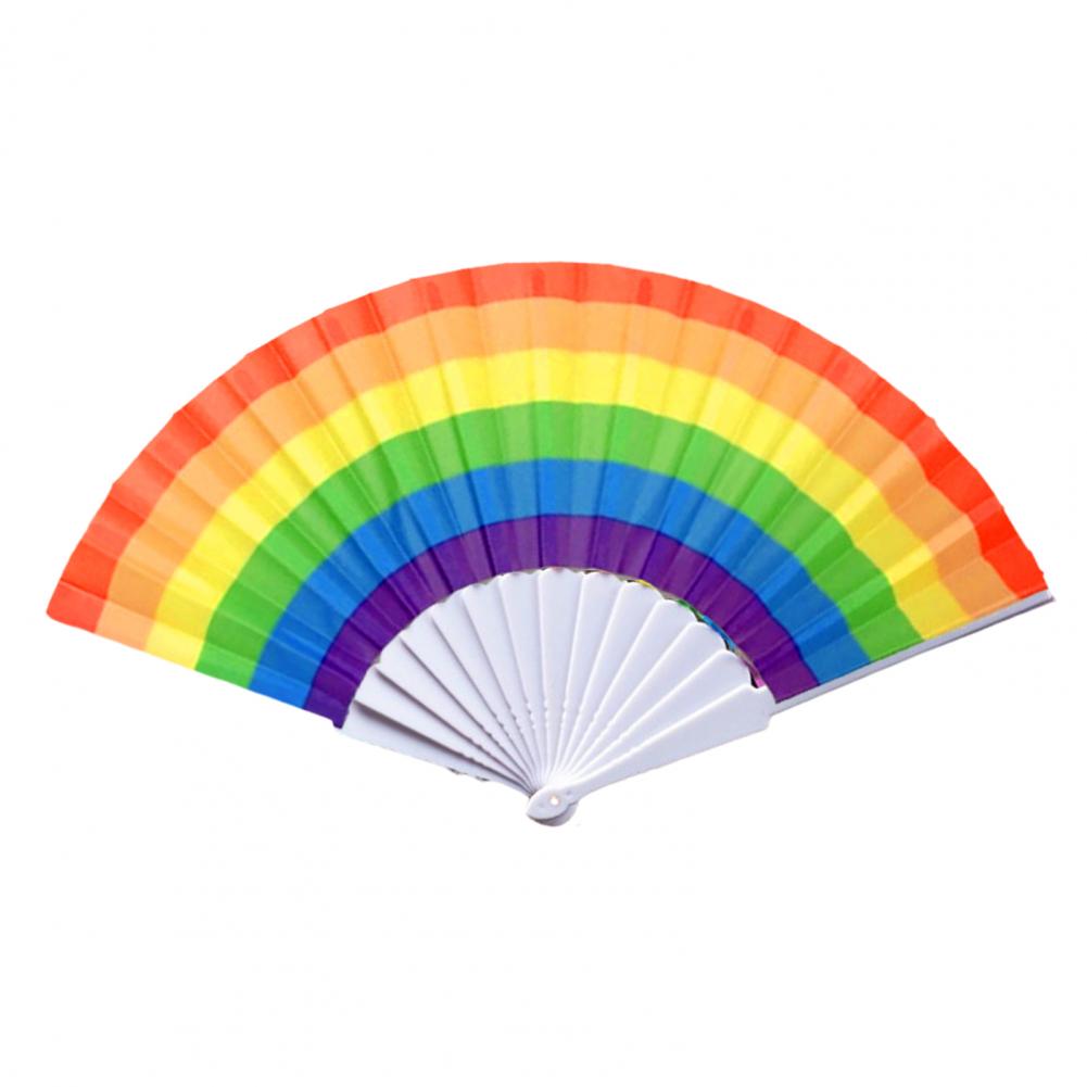 Regenboog Fan Kleurrijke Regenboog Opvouwbare Fan Lichtgewicht Compact Formaat Feestdecoratie Handventilator Draagbare Bruiloft handventilatoren: Grey