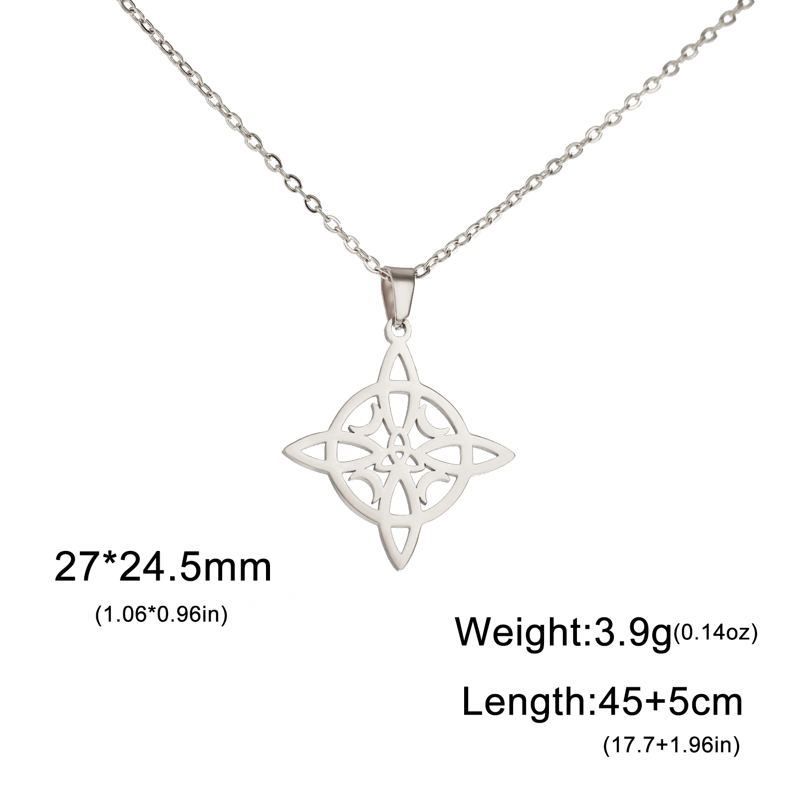 Clásico collar de nudo de bruja la Trinidad de la Media Luna masculina y femenina une amuleto de buena suerte joyas de acero inoxidable Amuleto de protección celta navideños de año: Rosa