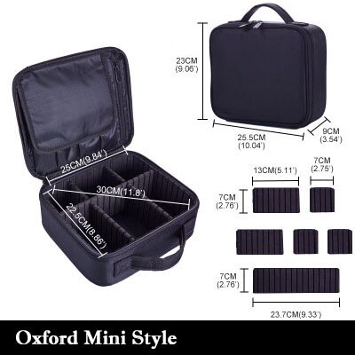 Kvinner merke makeup case full kosmetisk veske arrangør skinn skjønnhet manikyr reise sminke koffert: C stil svart