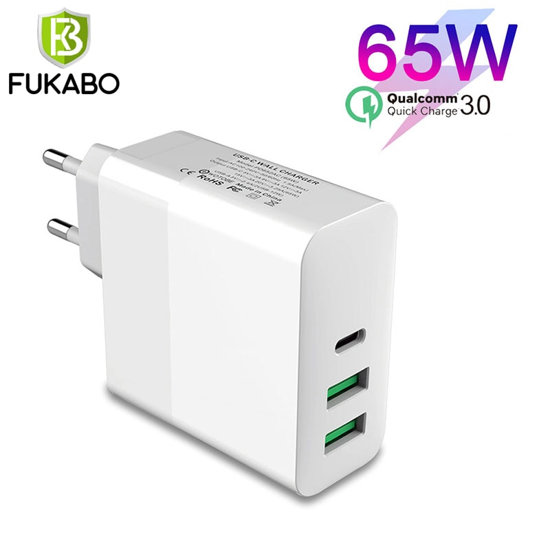 65W USB Fast Charging Adapter Universal PD Type C Quik Charge 3.0 GaN Charger For Samsung Xiaomi iPhone 12 11 Pro Mobile Phone