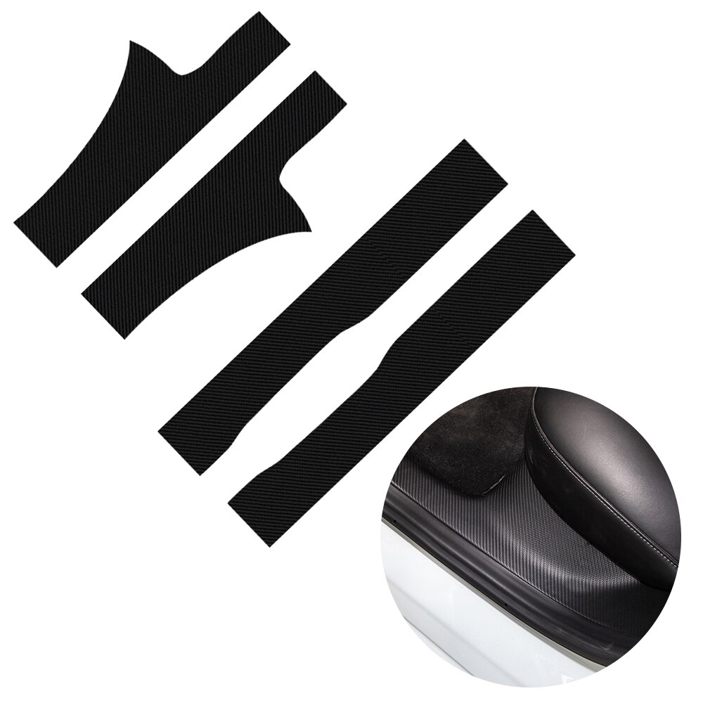 För tesla modell 3 tillbehör skyddande interiör klistermärke bil styling pu läder kolfiber stil dörr tröskel list skrapplatta
