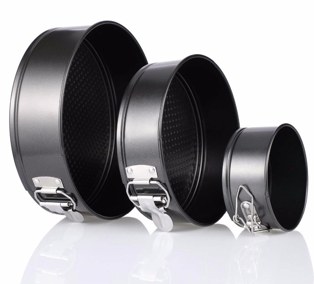 Springform Pan Set of 3 Non-stick Cheesecake Pan, Includes 4" 7" 9" Round Cake Pan, 6" Icing Spatula and Icing Smoother