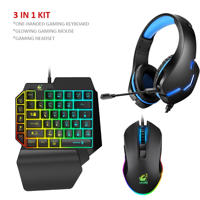 Gaming Keyboard And Mouse Combos with Colorful LED Backlit +Gaming Headset Deep Bass with MIC for PS5/ PS4/ XBOX/ PC/ Laptop: D