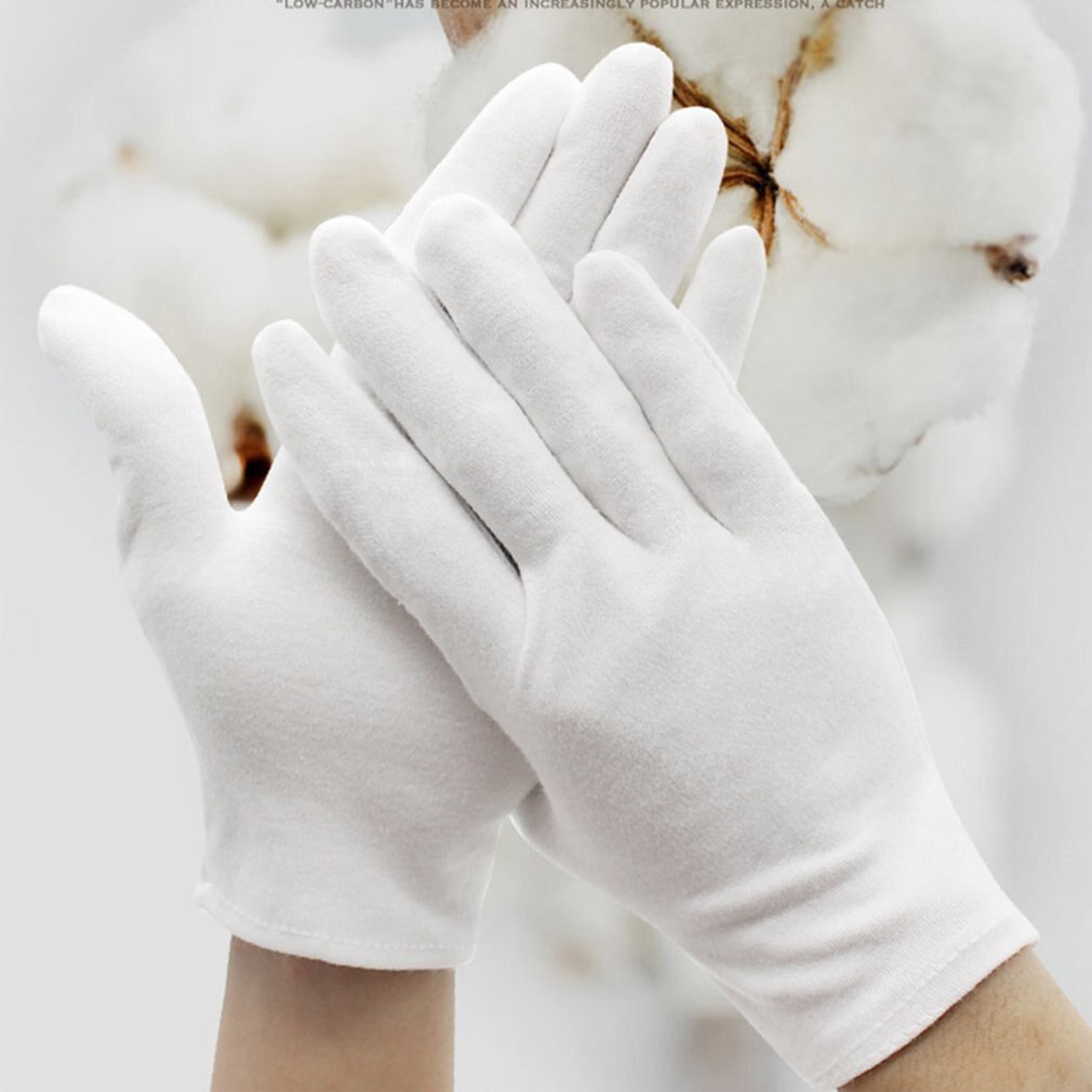 6 paar witte inspectiehandschoenen, katoenen werkhandschoenen, lichtgewicht handschoenen voor sieraden, geschikt voor mannen en vrouwen, maat l