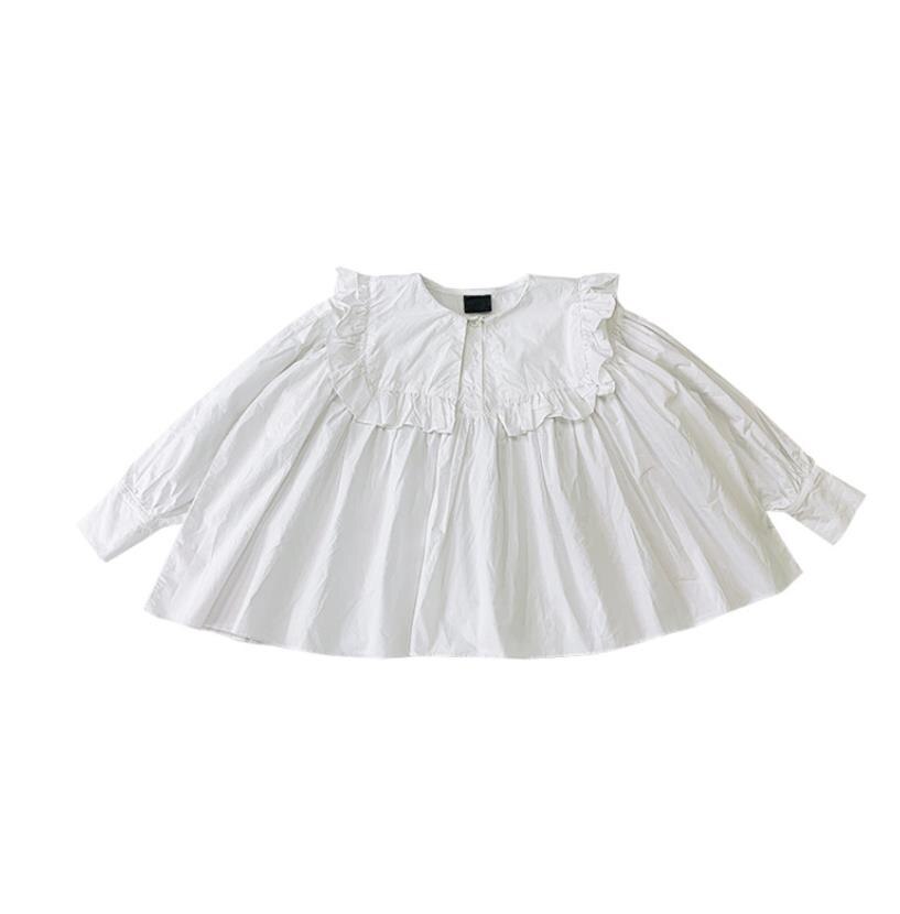 Los niños volantes camisa de manga larga de Primavera de nueva Otoño blusas niños tops chica ropa 4-14Y ws1979