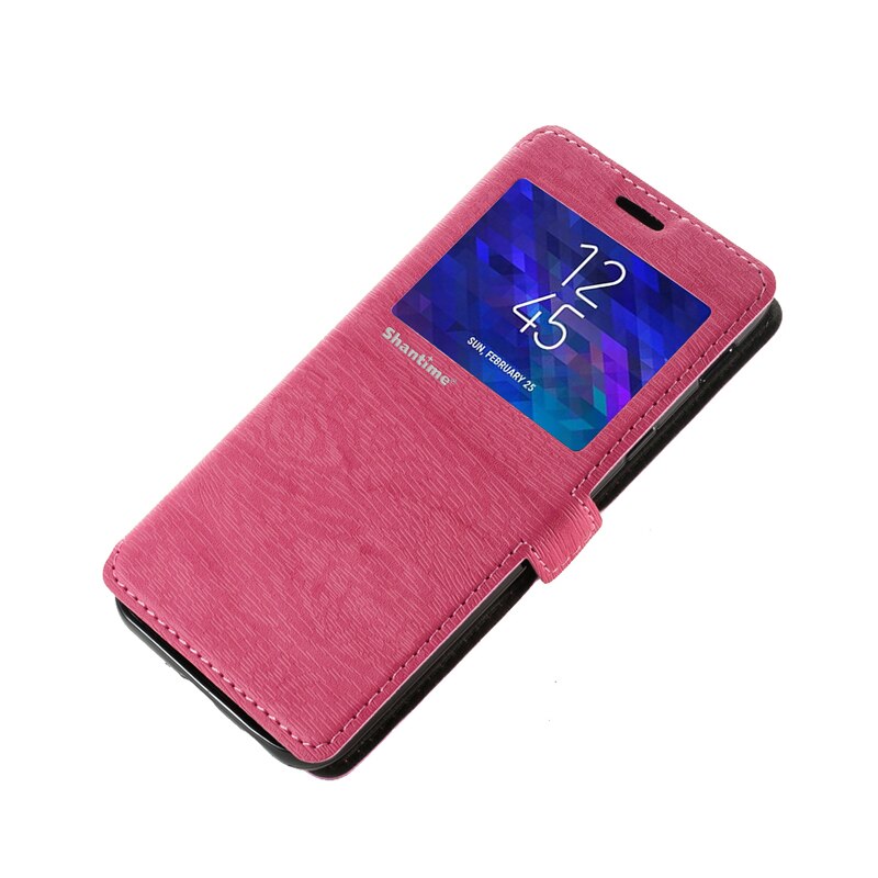 Pu leren telefoonhoesje voor huawei  y6p flipcase voor huawei  y6p kijkvenster boekhoes zachte tpu siliconen achterkant: Rozenrood