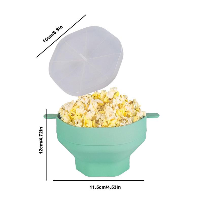 Cuenco de silicona para palomitas de maíz para microondas, cubo plegable para hacer palomitas de maíz con tapa, herramientas de cocina para palomitas de maíz plegables de gran capacidad