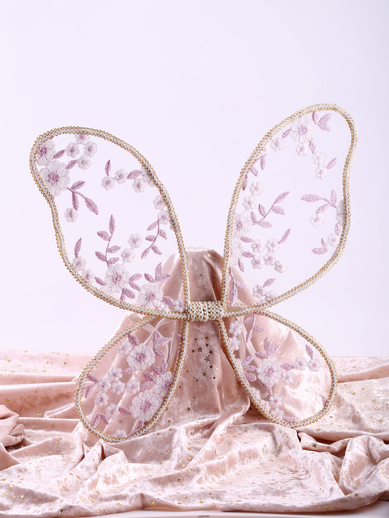 Baby Blumen Fee Flügel Spitze handgemachte Stickerei rosa Blume Schmetterling Flügel für Party Cosplay