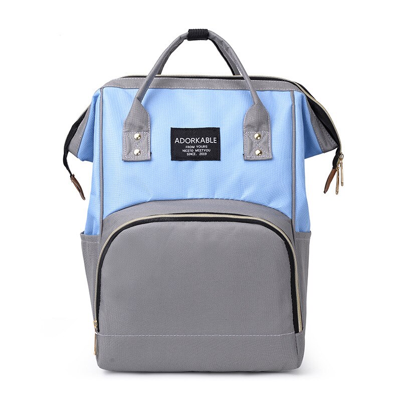 Rugzak Mode Koreaanse Stijl Luiertas Multifunctionele Grote Capaciteit Tas Mother 'S Bag Zuigfles: Gray with Blue