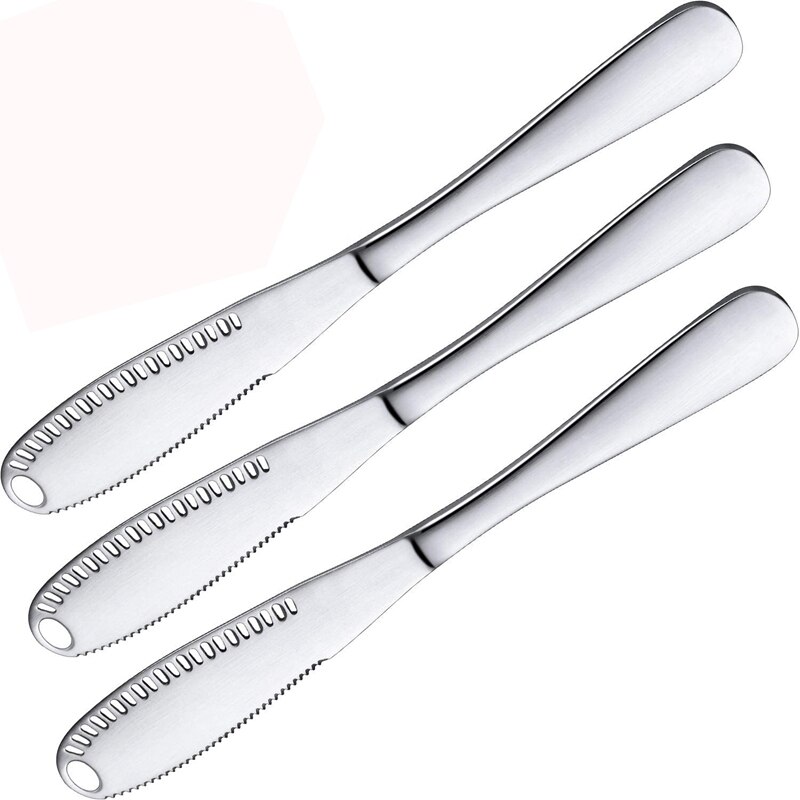3 Pack Rvs Boter Spreader Mes, 3 In 1 Keuken Gadgets, Krultang, Boter Rasp, multifunctionele Boter Spreader: Default Title