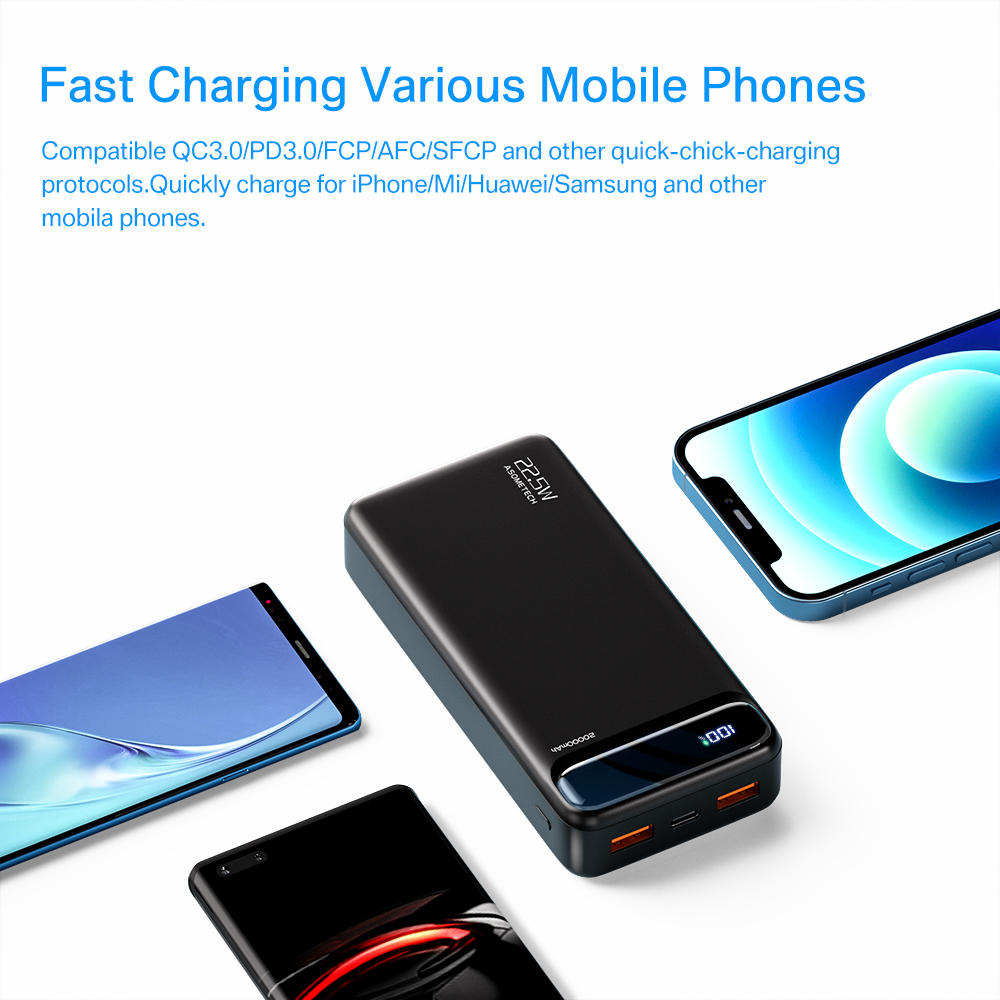 Power Bank, 20000mAh, 10000mAh External Battery for Phone Powerbank, External accumulator, Quick Charge, USB, 22.5W SCP PD 20W
