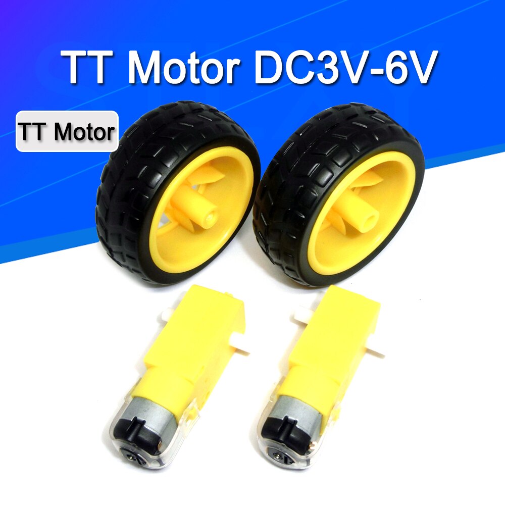 4 Stks/partij = 2 Stuks Tt Motor + 2 Stuks 65 Mm Wiel DC3V-6V Motor 130 Gear Motor Met De wiel Voor Arduino Smart Auto Robot Tt Motor 3V-6V