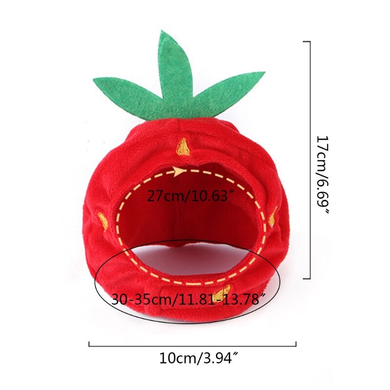 Sombrero con forma de fresa para mascota, sombrero con dibujos animados para cachorro, perro y gato, divertido para el hogar, decoración de vacaciones, , M6CE