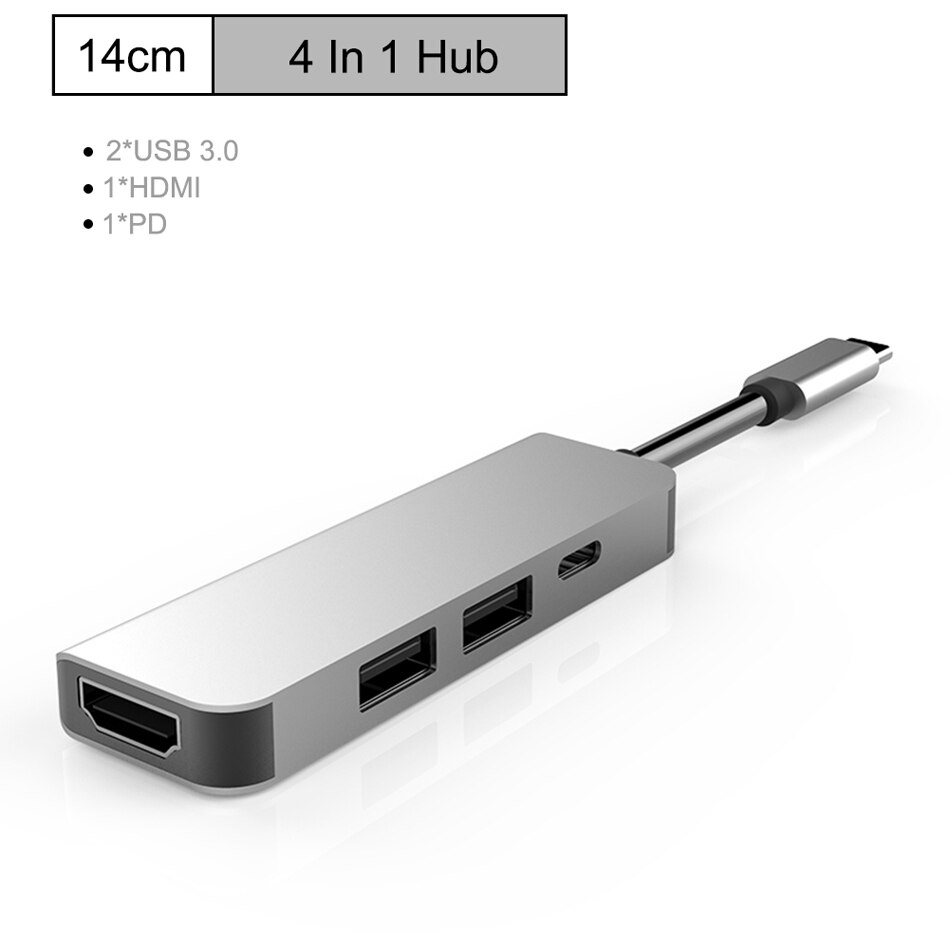USB C Hub Adapter - 4K HDMI, USB 3.0, SD/TF Card Reader, PD Charging, Audio, RJ45 Ethernet for MacBook Pro: 4 in 1 USB C HUB