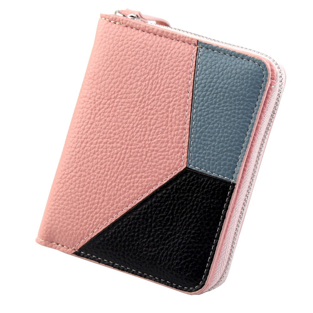 Patchwork damesportemonnees grote capaciteit leren clutch portemonnee kaarthouder portemonnee voor vrouwen mooie dames portemonnee: Roze