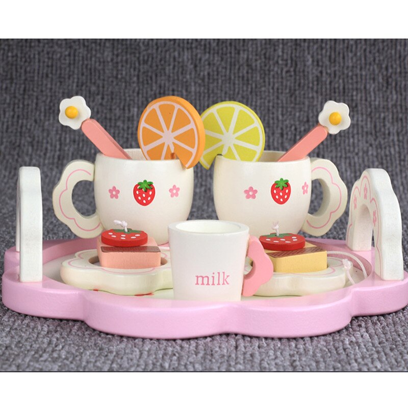 Houten Mini Theeservies Speelgoed Cup Theepotten Lade Voor Kinderen Kids Keuken Rol Playing Game JAN88