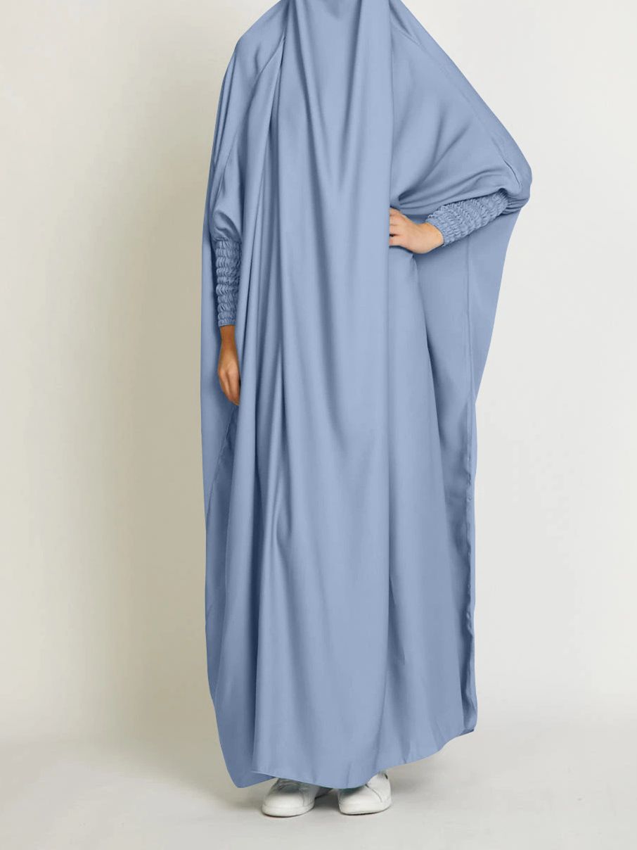 Jilbab – robe de prière en Satin, tenue une pièce élégante, 10 couleurs,: Sky blue